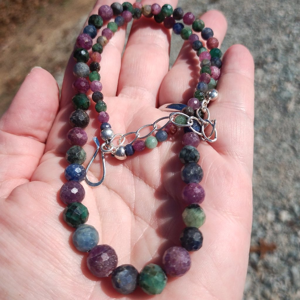 Jay King Dtr Mine Finds Emerald Multi Sapphire Faceted Necklace 925 Sterling Sil 89$